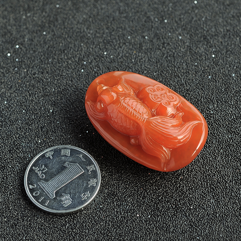 川料南红金鱼吊坠 - 红掌柜珠宝