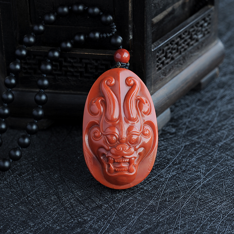 南红仿古兽面-红掌柜