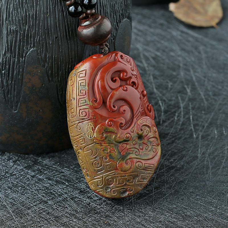 柿子红南红龙凤挂件-红掌柜