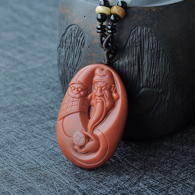 南红关公挂件-红掌柜