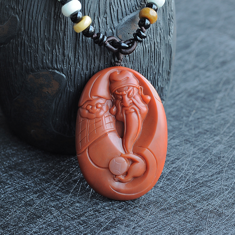 南红关公挂坠-红掌柜