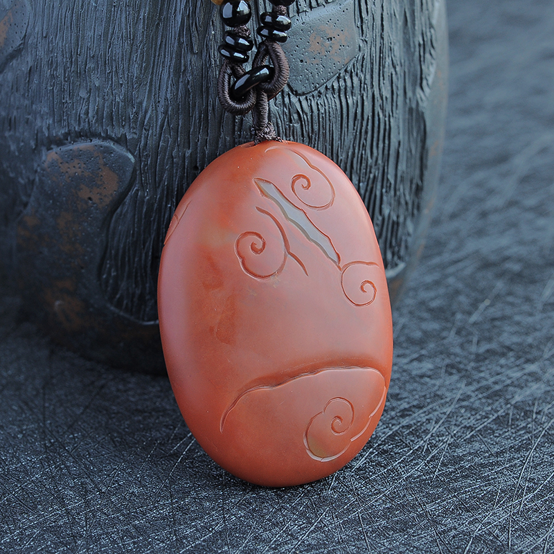 川料南红关羽挂坠-红掌柜