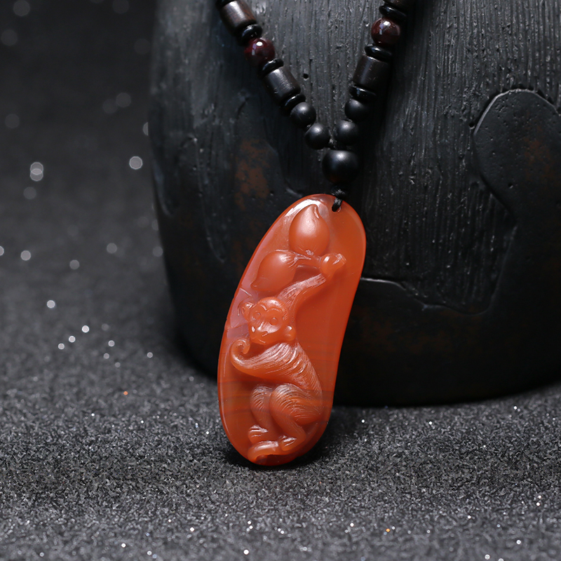 猴子南红吊坠 - 红掌柜珠宝