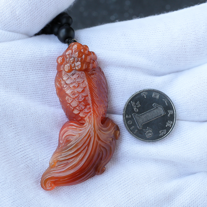 川料南红金鱼吊坠 - 红掌柜珠宝