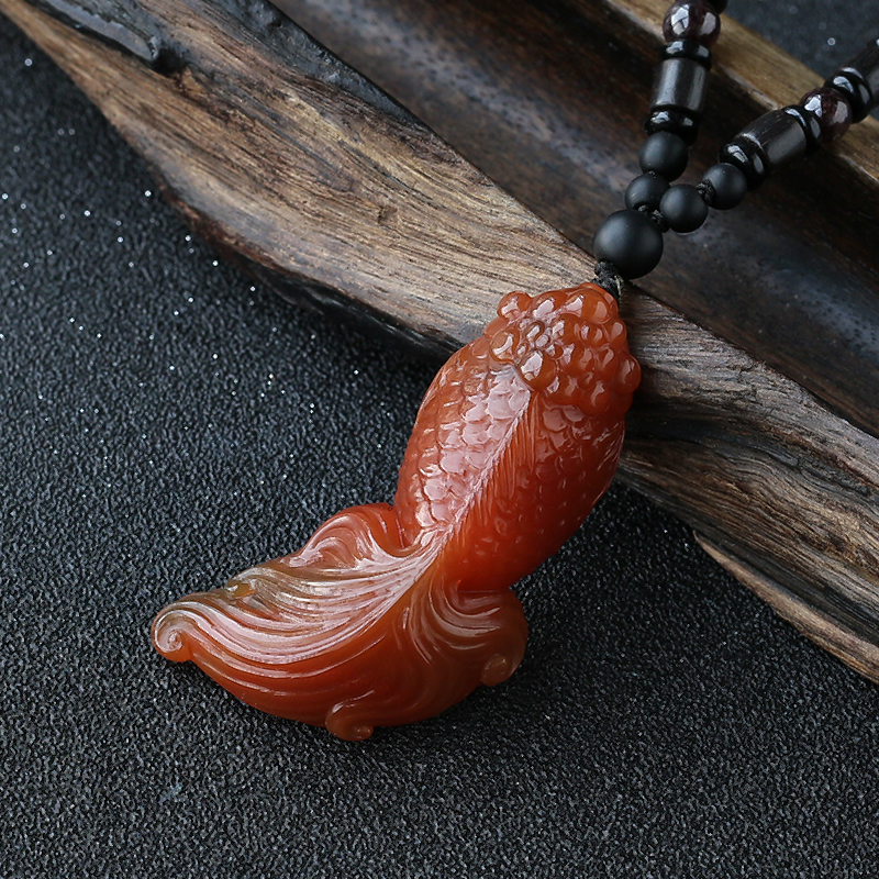 南红金鱼吊坠 - 红掌柜珠宝