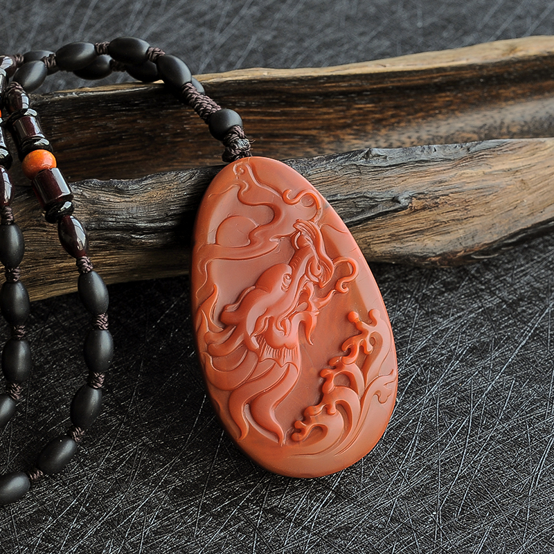 南红龙牌吊坠 - 红掌柜珠宝