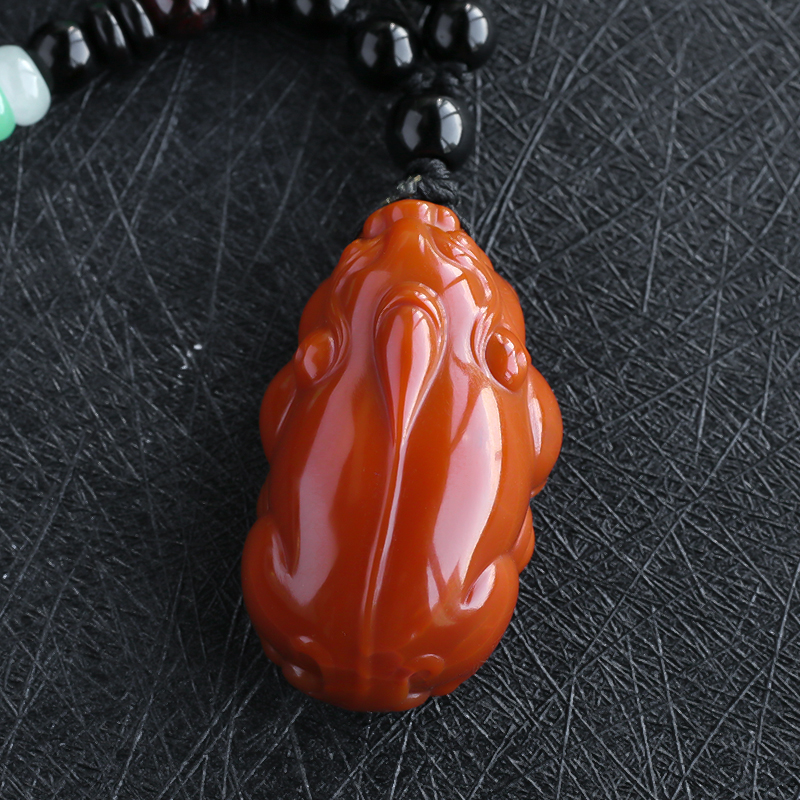 川料南红貔貅吊坠 - 红掌柜珠宝