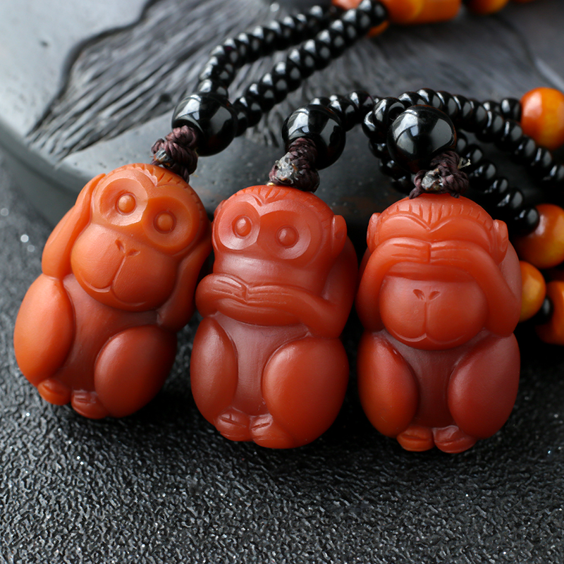 南红猴子吊坠 - 红掌柜珠宝