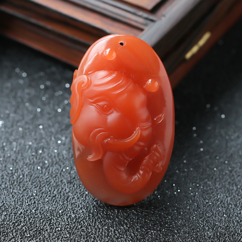 南红吉象吊坠 - 红掌柜珠宝