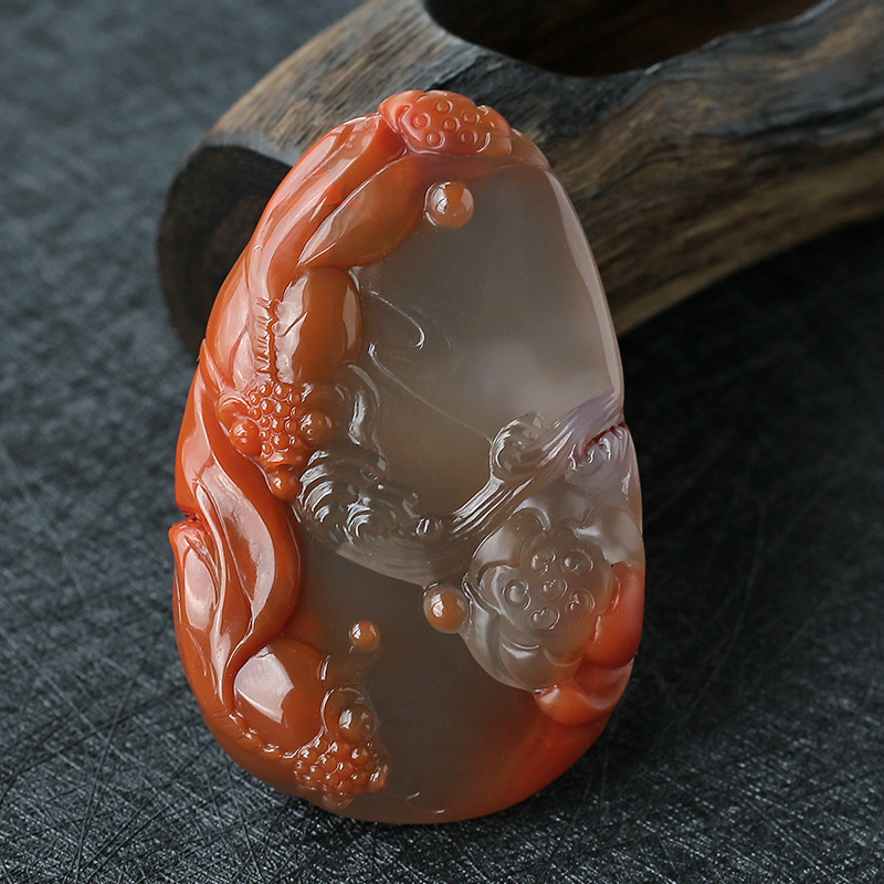 南红连年有余吊坠 - 红掌柜珠宝