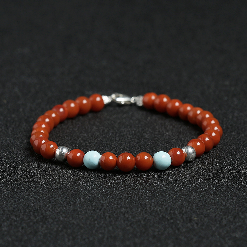 川料天然柿子红南红单圈圆珠手串 - 红掌柜