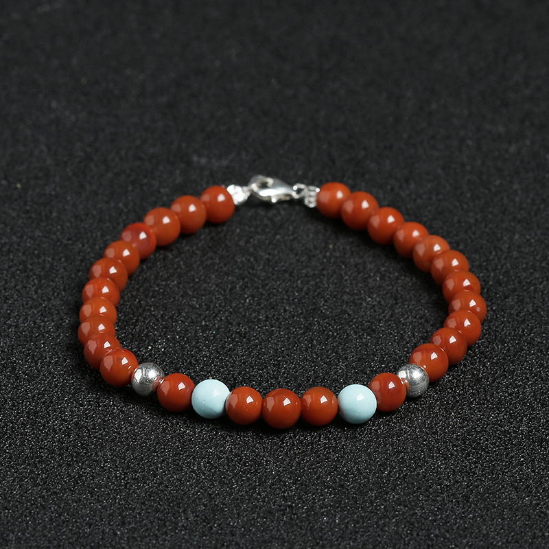 天然柿子红南红单圈圆珠手串 - 红掌柜