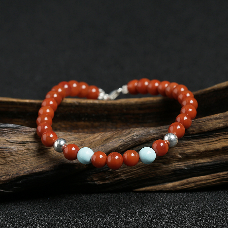 川料天然柿子红南红圆珠手串 - 红掌柜