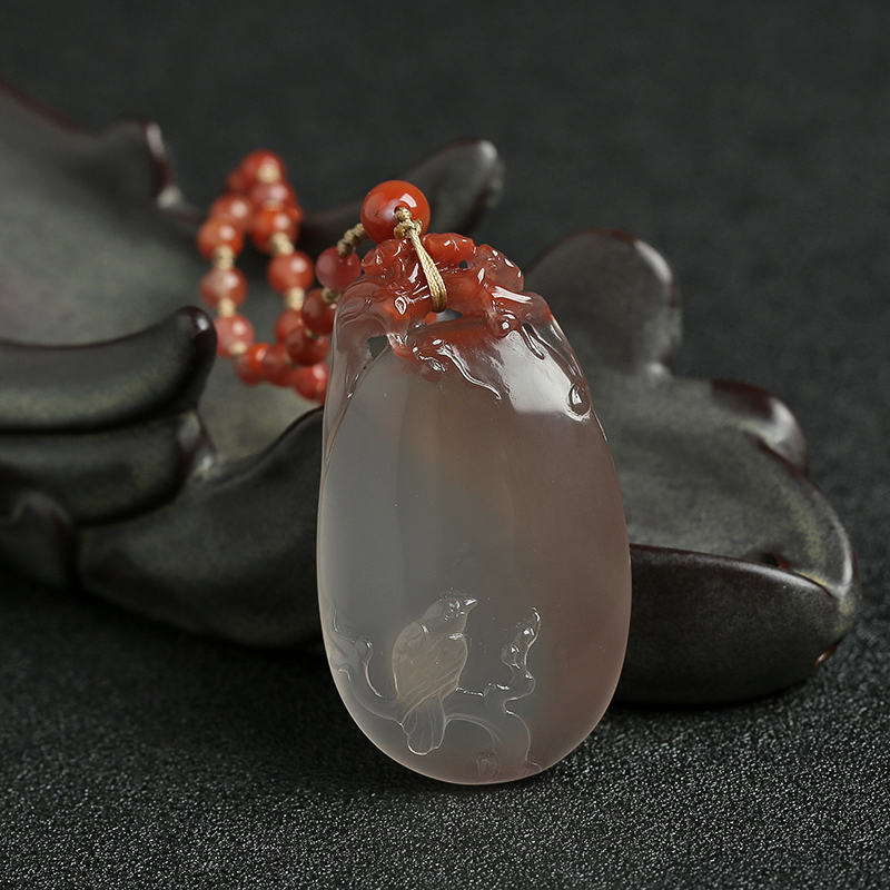 冰飘南红喜上眉梢吊坠-红掌柜