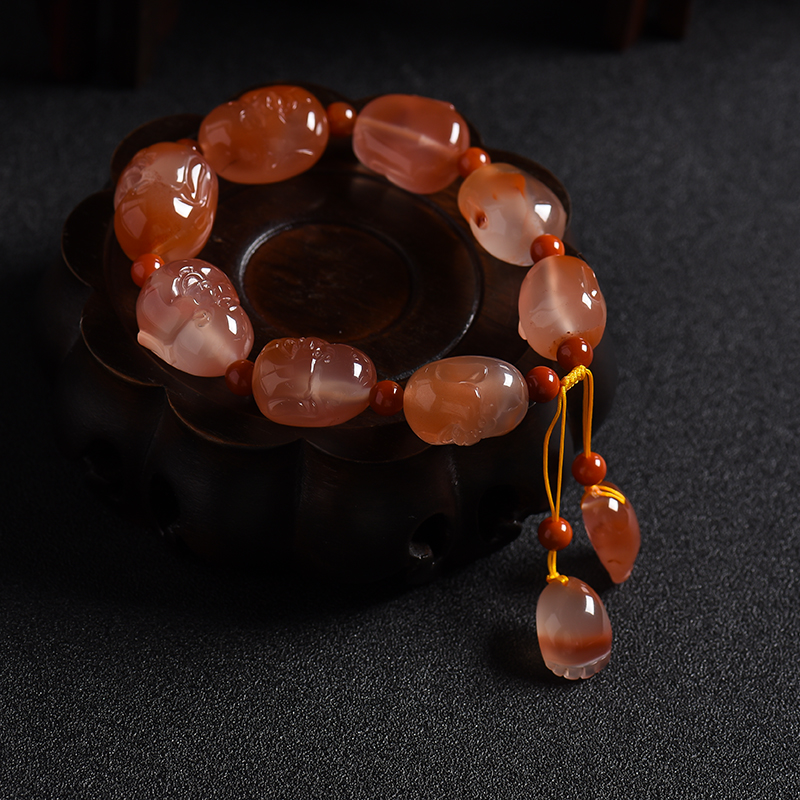 川料天然冰飘南红手串 - 红掌柜