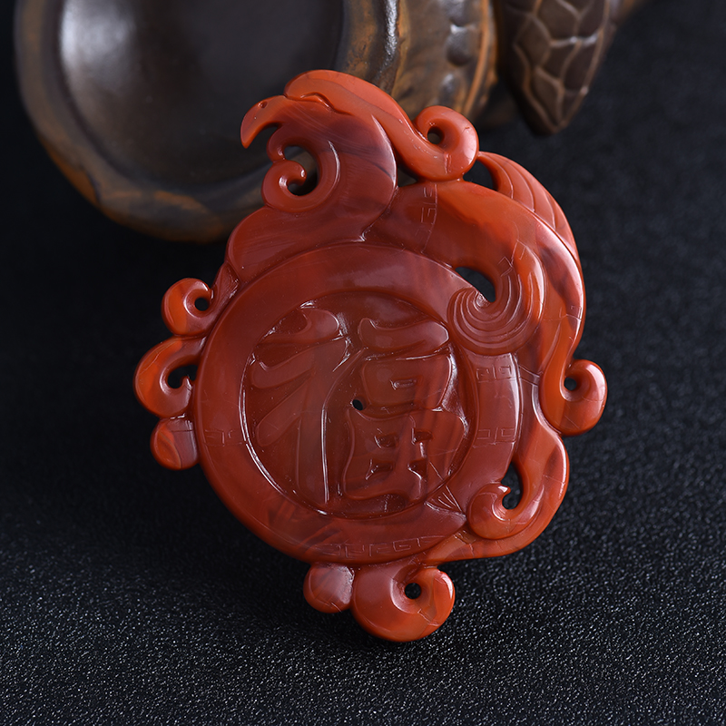 川料天然南红凤牌吊坠 - 红掌柜