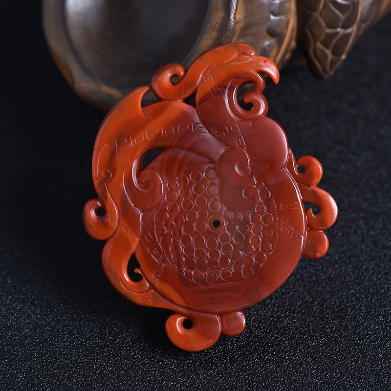 天然南红凤牌吊坠 - 红掌柜