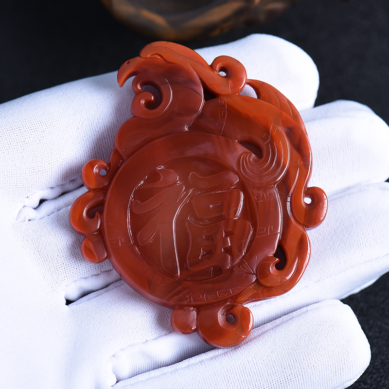 川料天然南红凤牌挂坠 - 红掌柜