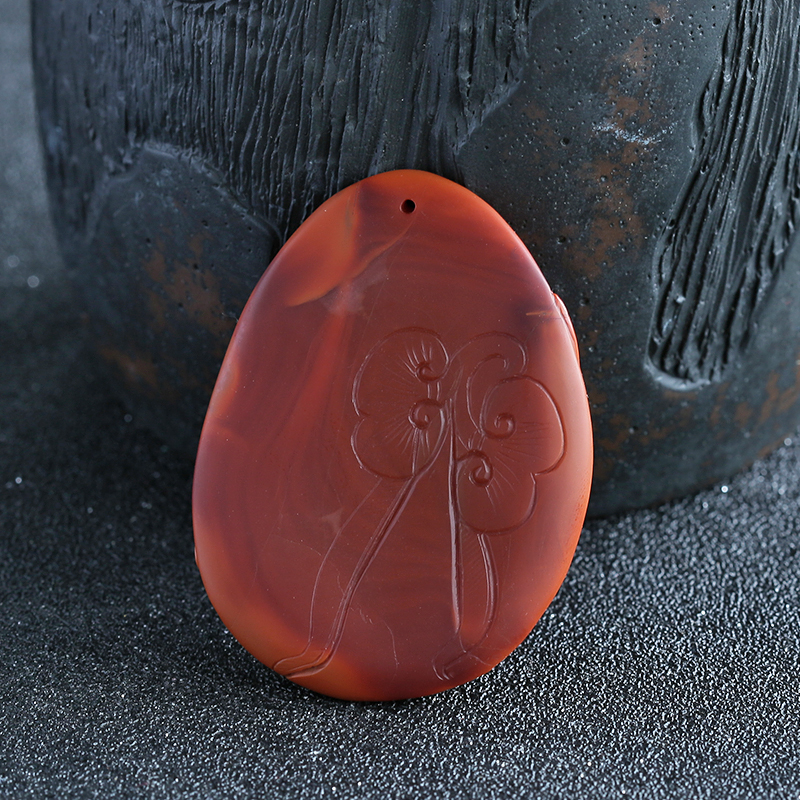 俏色南红双喜临门吊坠 - 红掌柜珠宝