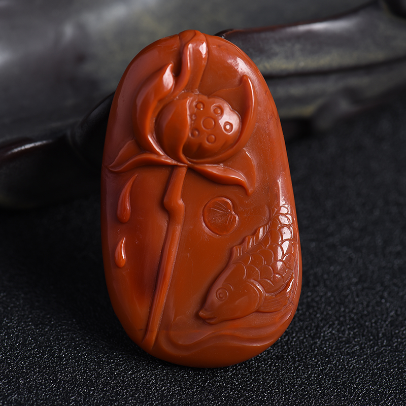 南红连年有余吊坠 - 红掌柜珠宝