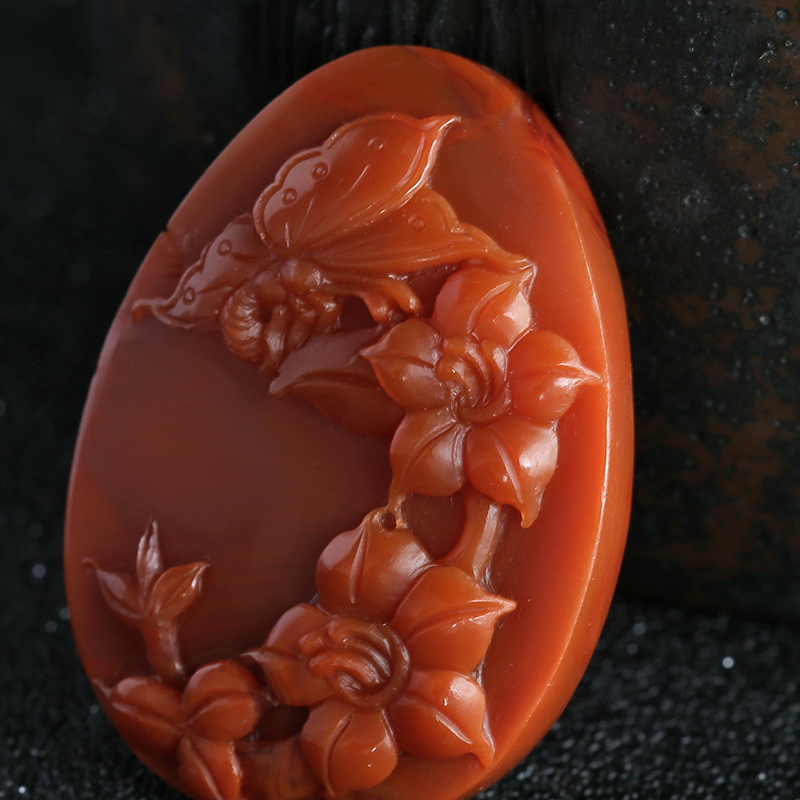 南红蝶恋花挂件-红掌柜珠宝