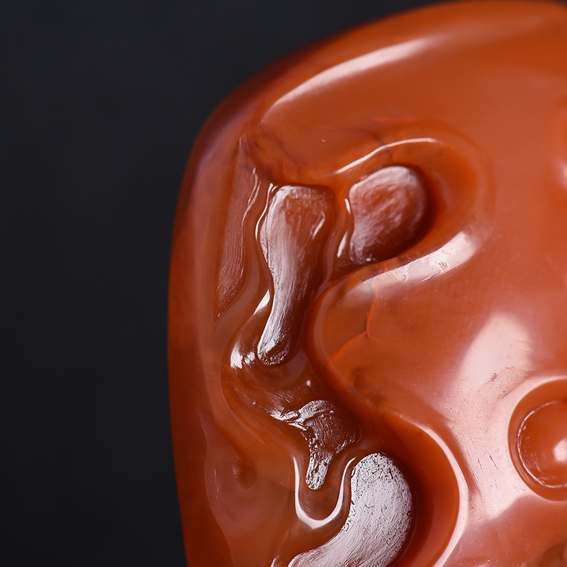 川料柿子红南红吊坠-红掌柜珠宝