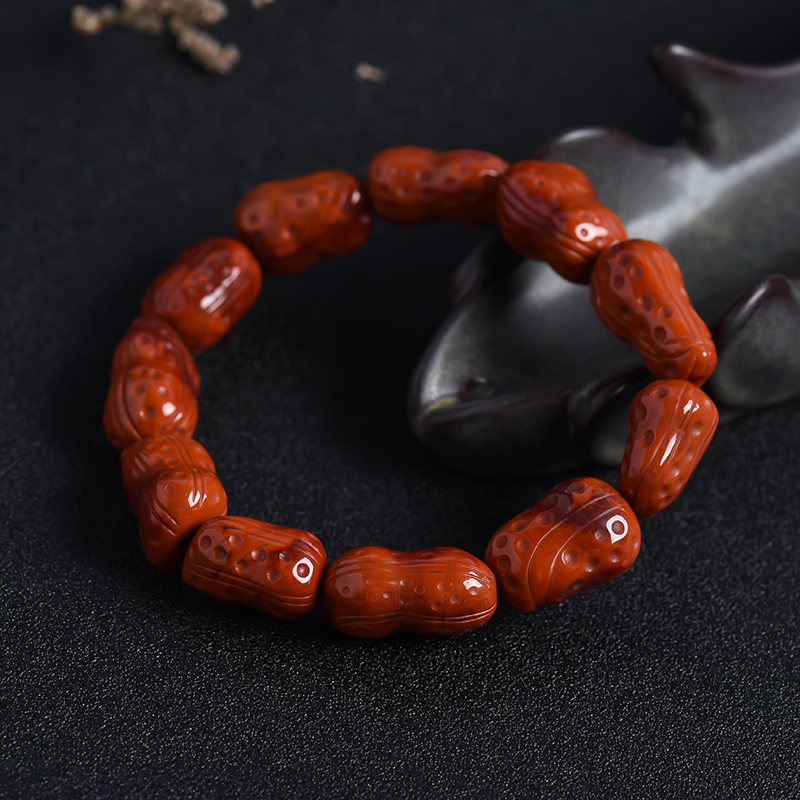 天然南红花生手串-红掌柜珠宝