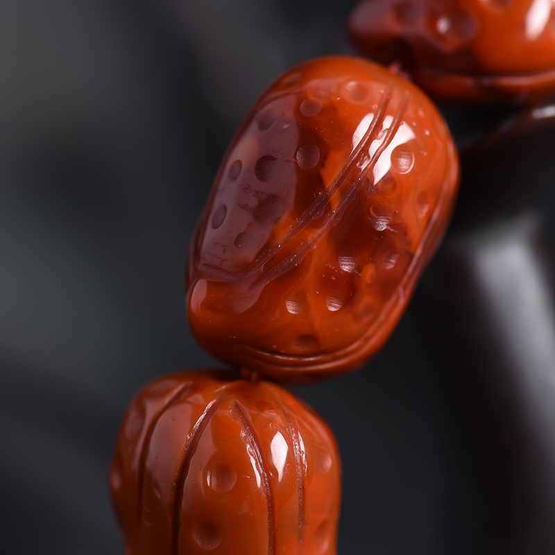 川料南红花生手串-红掌柜珠宝