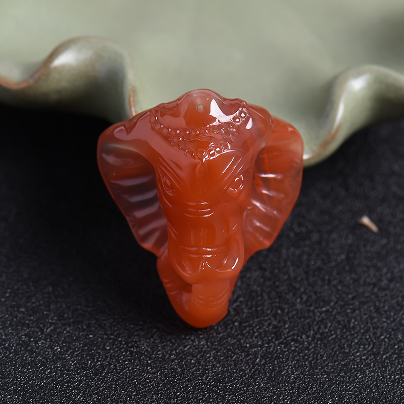 川料天然冰飘南红吉人天相吊坠 - 红掌柜