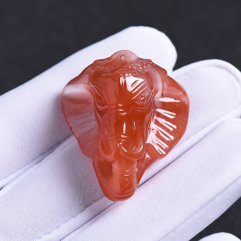 天然冰飘南红吉人天相挂件 - 红掌柜