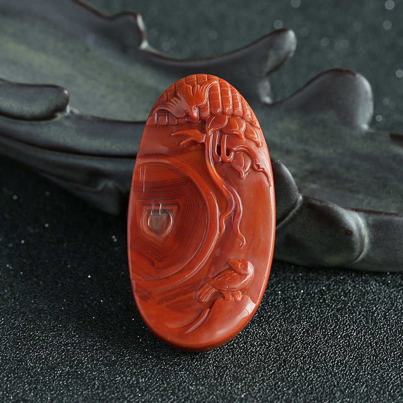 南红双喜临门吊坠-红掌柜珠宝