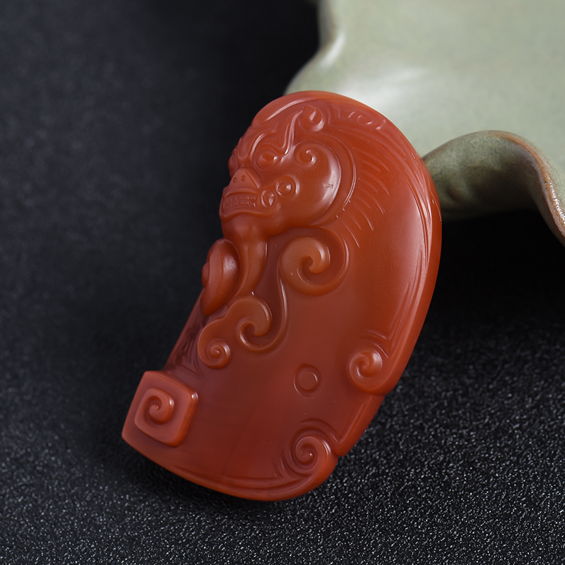 南红貔貅牌挂件-红掌柜珠宝