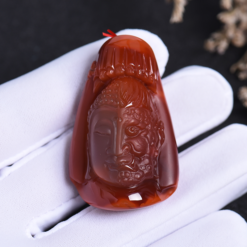 川料南红一念之间挂件-红掌柜