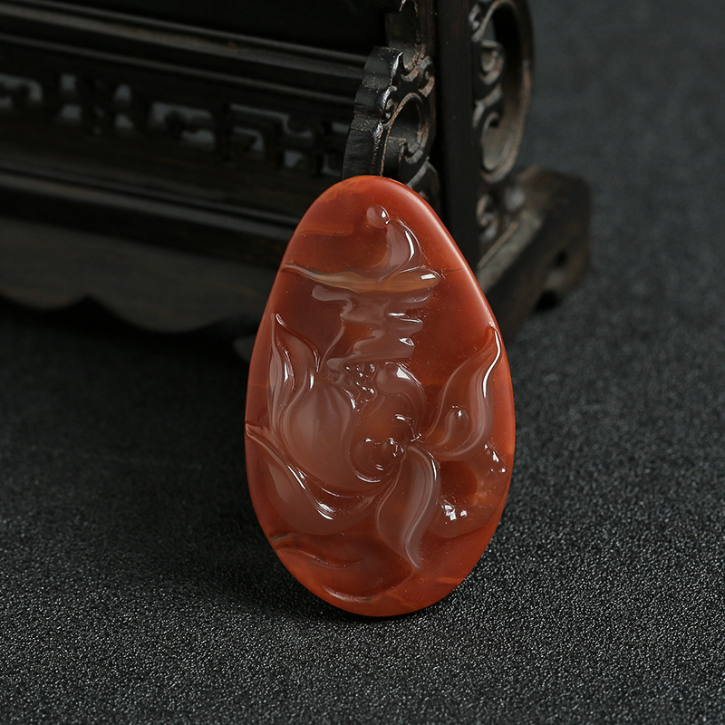 南红花开见佛吊坠-红掌柜