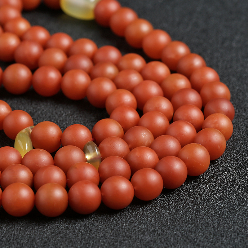 天然柿子红南红佛珠 - 红掌柜