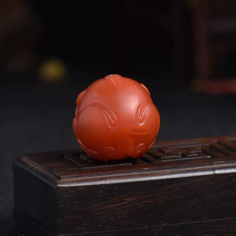 川料南红貔貅圆珠 - 红掌柜