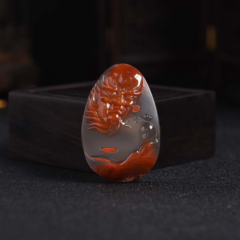 川料天然冰飘南红达摩吊坠 - 红掌柜