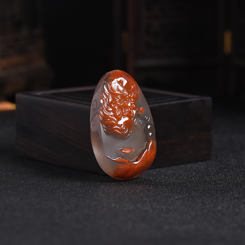 冰飘南红达摩吊坠 - 红掌柜