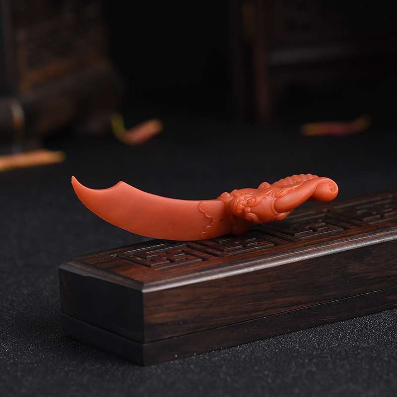 川料天然柿子红南红睚眦吊坠-红掌柜