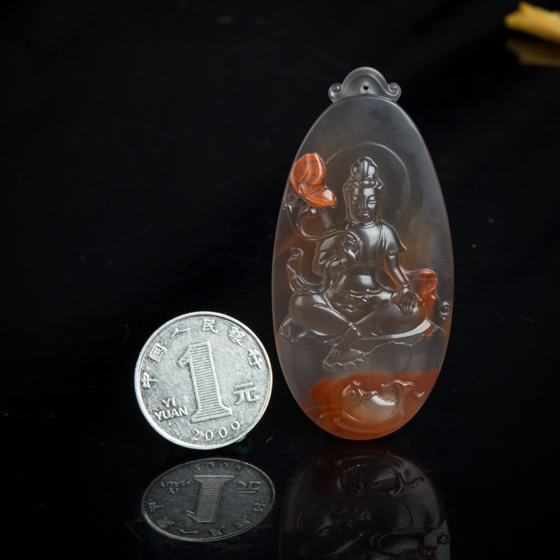 天然冻料南红观音吊坠-红掌柜