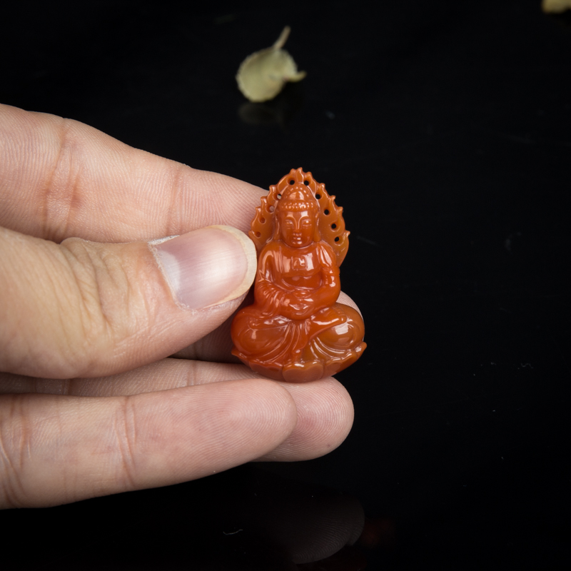 樱桃红南红大日如来吊坠-红掌柜