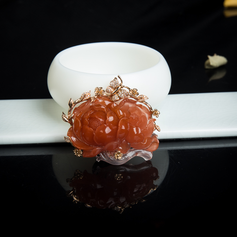 川料天然樱桃红南红富贵平安吊坠-红掌柜