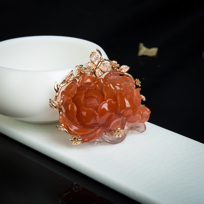 天然樱桃红南红富贵平安吊坠-红掌柜