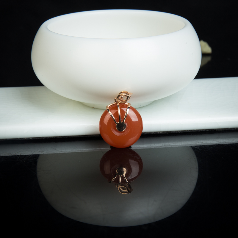 川料天然南红平安扣吊坠-红掌柜