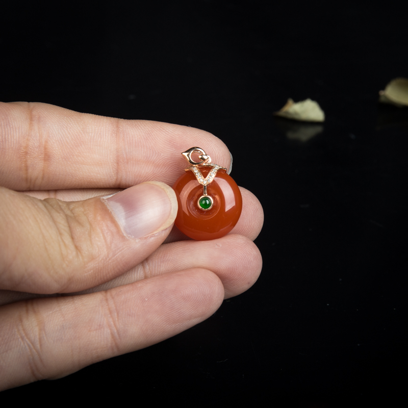 樱桃红南红平安扣吊坠-红掌柜