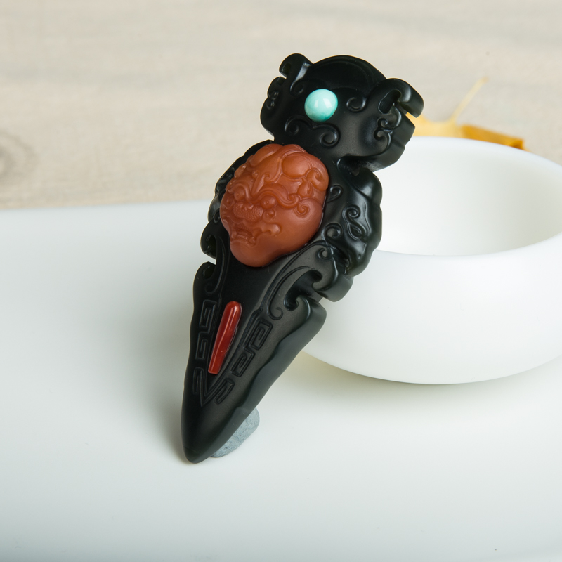 川料柿子红南红降魔杵吊坠-红掌柜