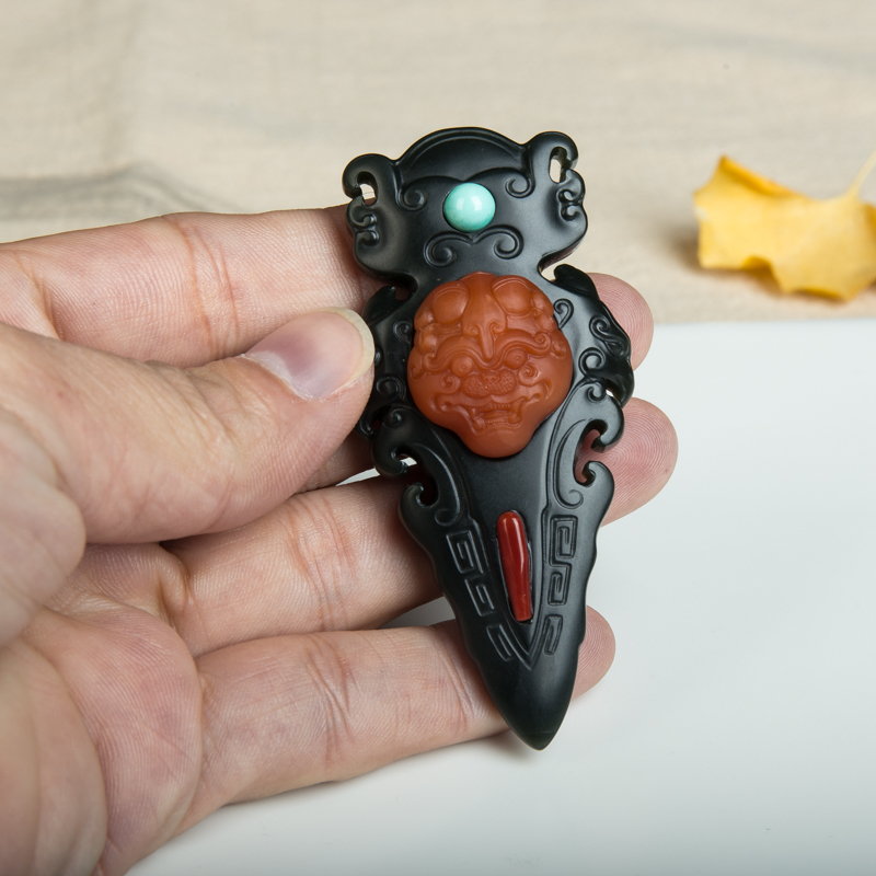 柿子红南红降魔杵吊坠-红掌柜