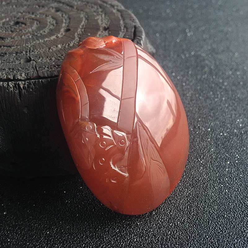 樱桃红南红竹子吊坠-红掌柜珠宝