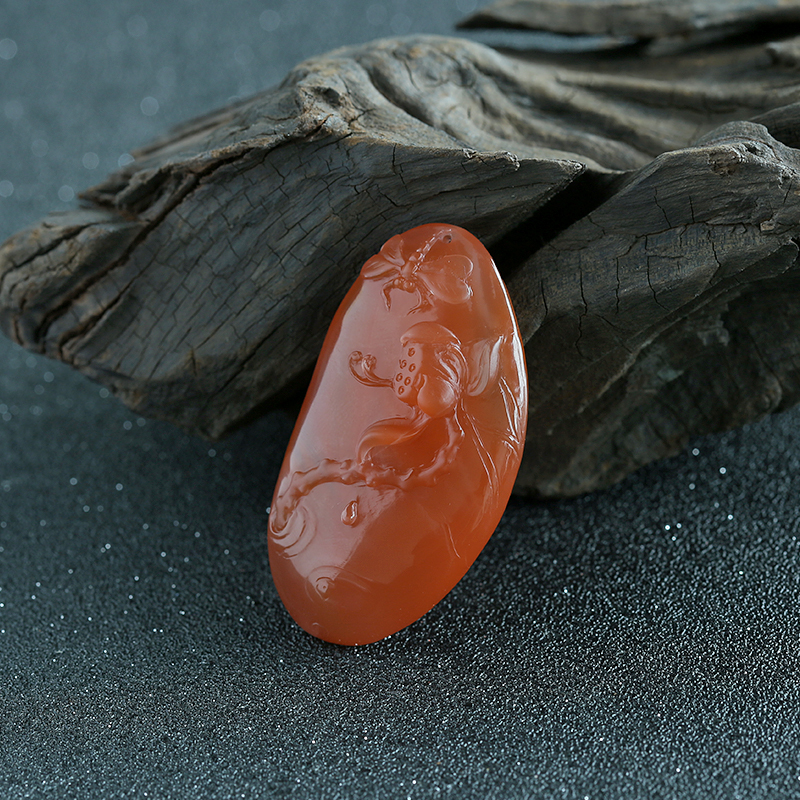 樱桃红南红一品清廉吊坠-红掌柜珠宝