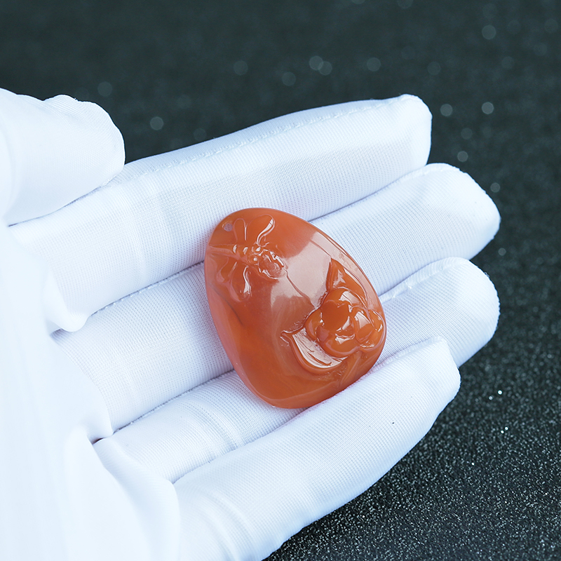 川料南红一品清廉吊坠-红掌柜珠宝